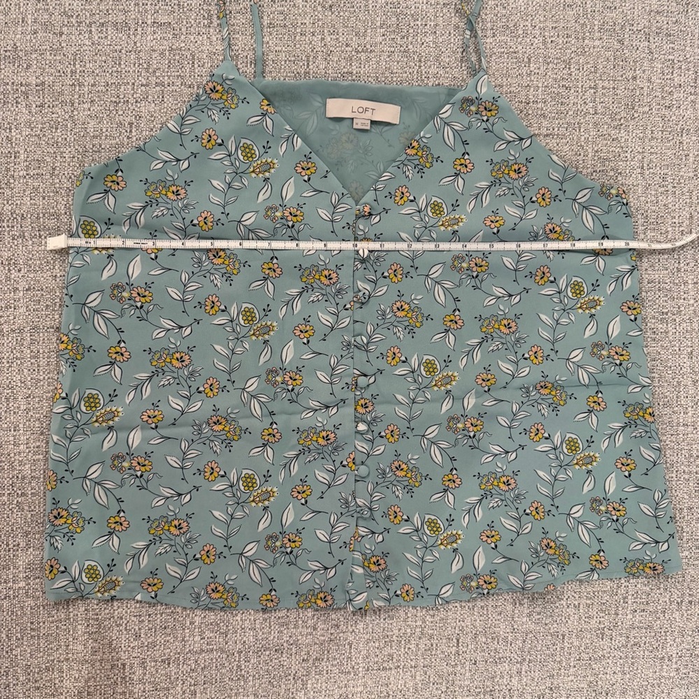 LOFT Floral Camisole in Blue and Yellow Floral with Button Detail - Picture 10 of 16